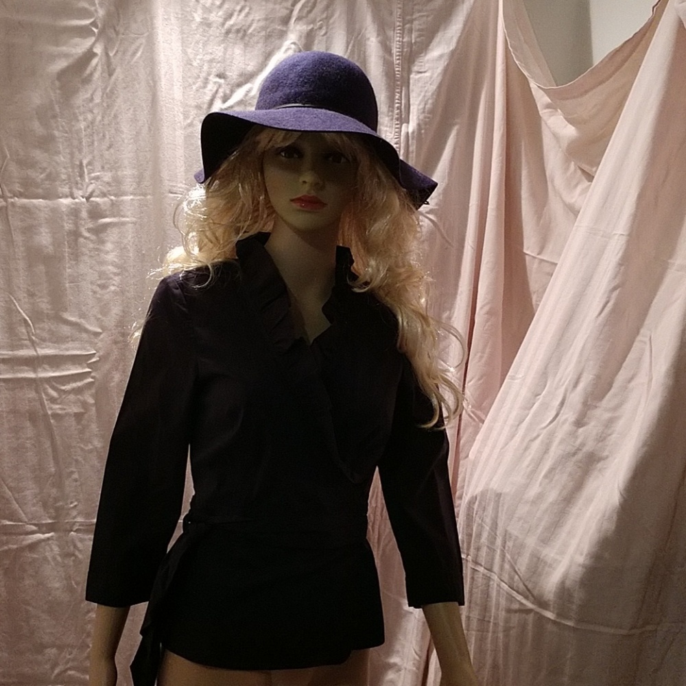 Ann Taylor navy blue wrap top